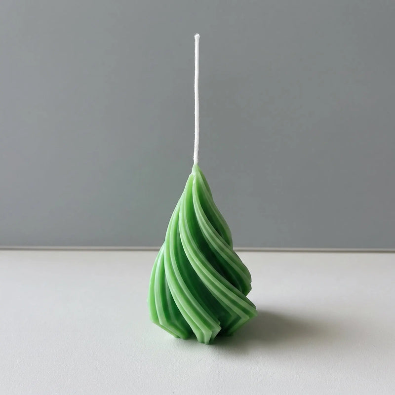 Swirling Christmas Tree Candles | Sculptural Holiday Décor - handmade home fragrance gift