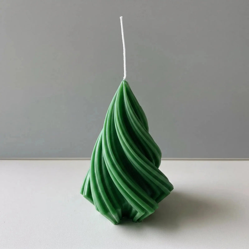Swirling Christmas Tree Candles | Sculptural Holiday Décor - handmade home fragrance gift