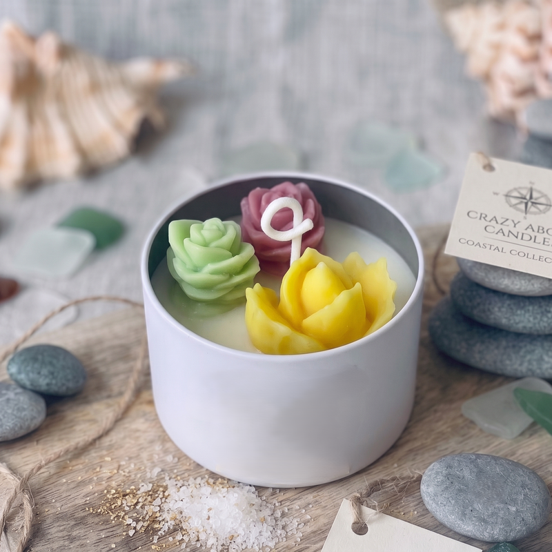 Cactus Jar Candle — Tricolor Rosette Garden | Soy Wax, Handmade in USA - handmade home fragrance gift