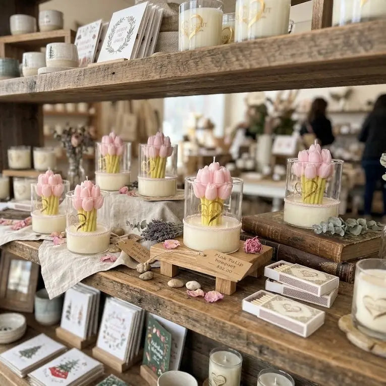 Vela de tulipán rosa | Vela decorativa Sensación Floral