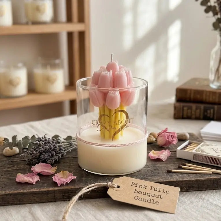Vela de tulipán rosa | Vela decorativa Sensación Floral