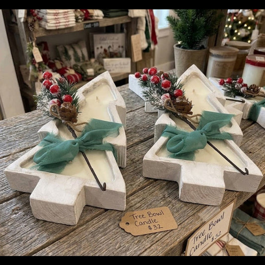 Wood Christmas Tree Candle | Wood Bowl - handmade home fragrance gift