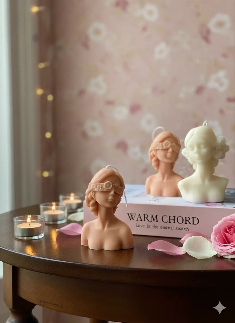 Blindfolded Flower Girl Candle - handmade home fragrance gift