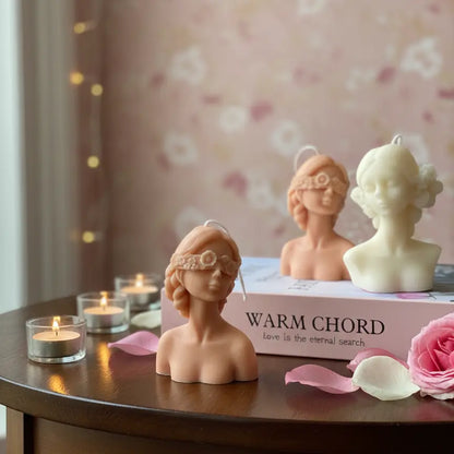 Blindfolded Flower Girl Candle - handmade home fragrance gift