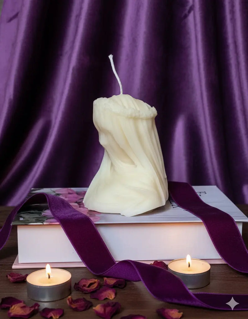 Large Veiled Lady Sculpture Candle - handmade home fragrance gift