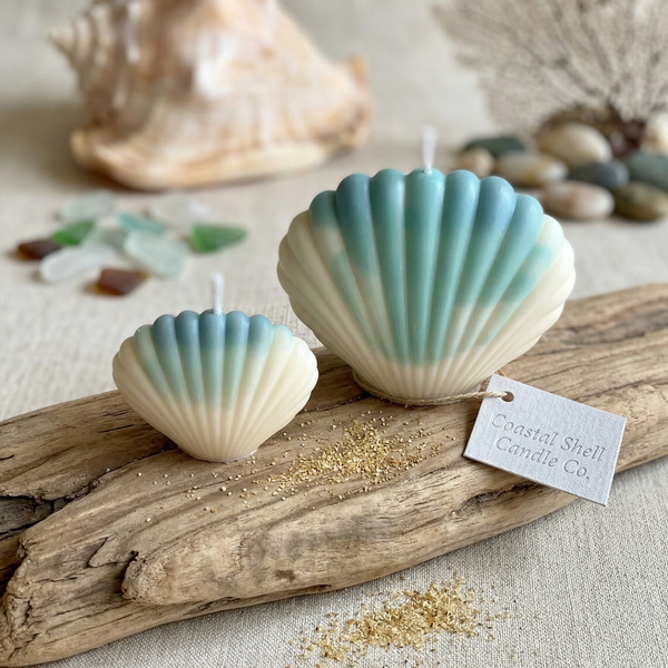 Shell Candle | Handmade Coastal Decor - handmade home fragrance gift