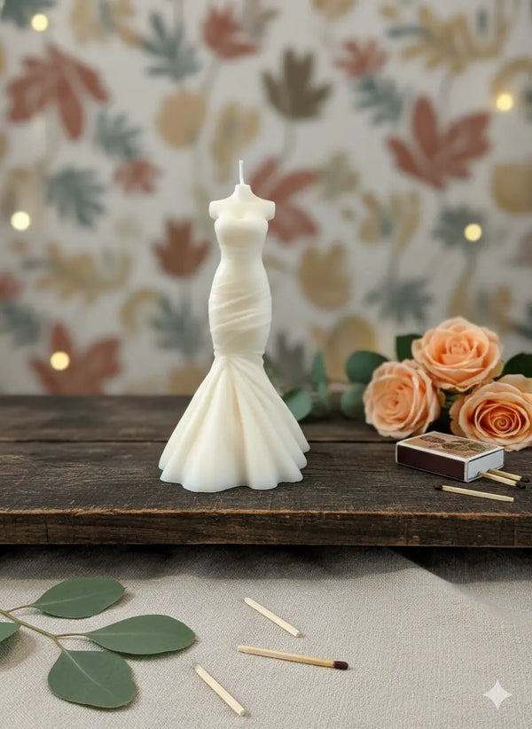Wedding Dress Candle | Hand-Poured Soy Wax Bridal Sculpture - Kind Gifts Co.