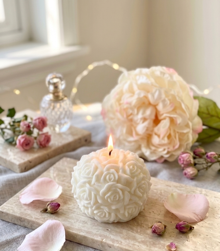 Rose Blossom Candle - handmade home fragrance gift
