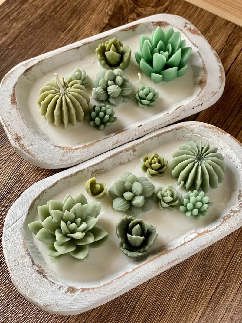 Arizona Dream Cactus Wooden Bowl Candle - handmade home fragrance gift