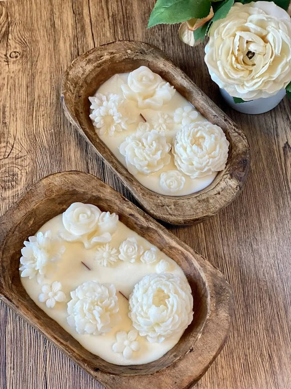 Botanical Garden Dough Bowl Candle - handmade home fragrance gift