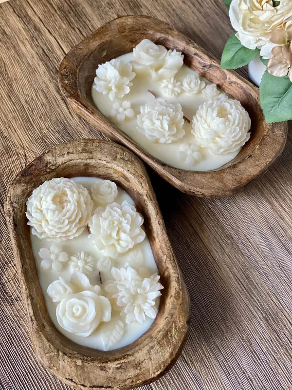 Botanical Garden Dough Bowl Candle - handmade home fragrance gift