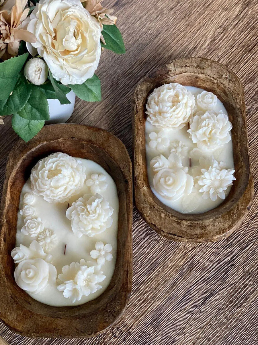 Botanical Garden Dough Bowl Candle - handmade home fragrance gift