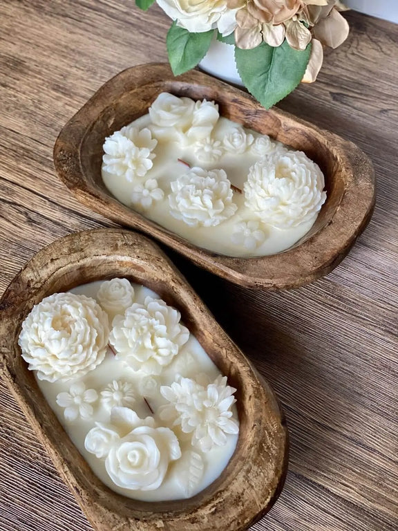 Botanical Garden Dough Bowl Candle - handmade home fragrance gift
