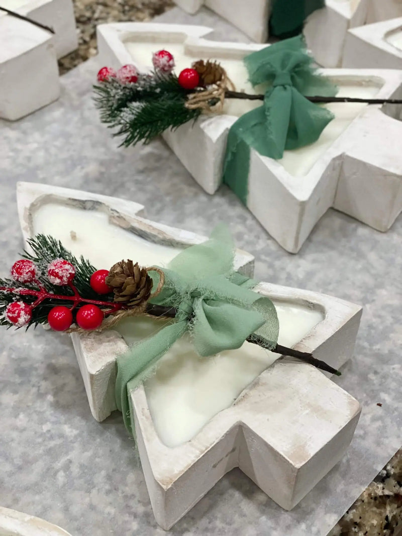 Christmas Tree Candle | Wood Bowl - handmade home fragrance gift