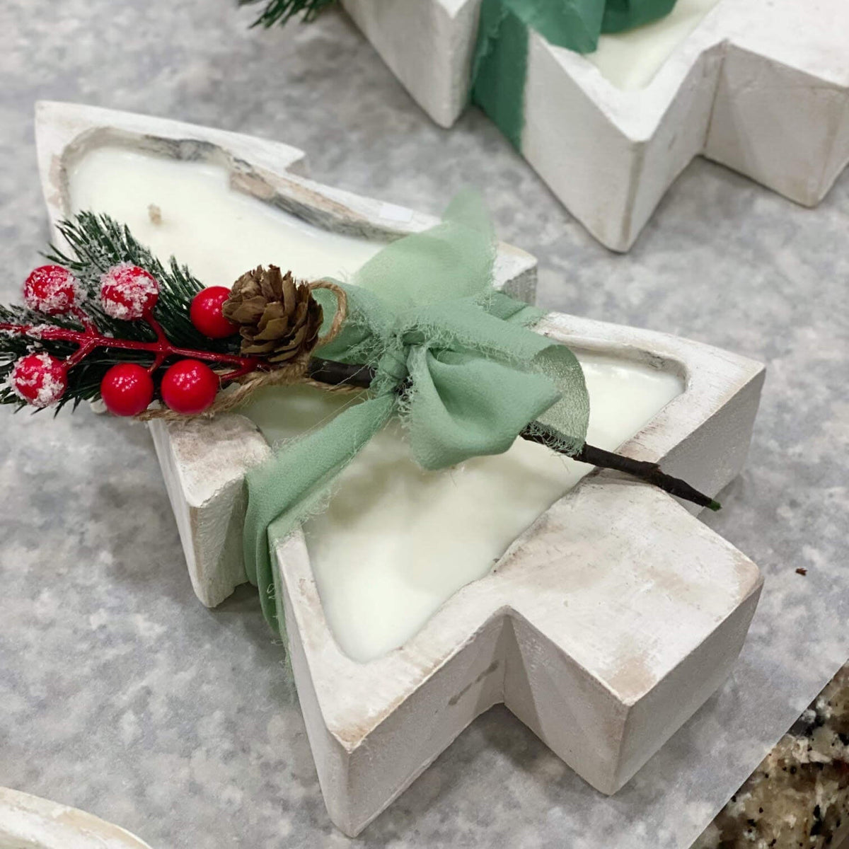 Christmas Tree Candle | Wood Bowl - handmade home fragrance gift