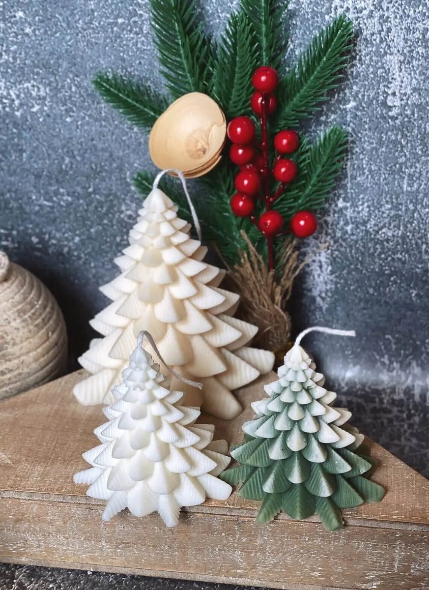 Christmas Fir Tree Candles | Festive Holiday Decor - handmade home fragrance gift