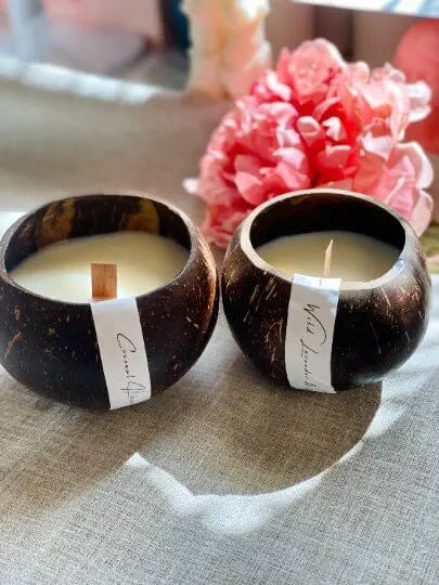 Coconut Shell Candle | Sustainable Home Decor - handmade home fragrance gift