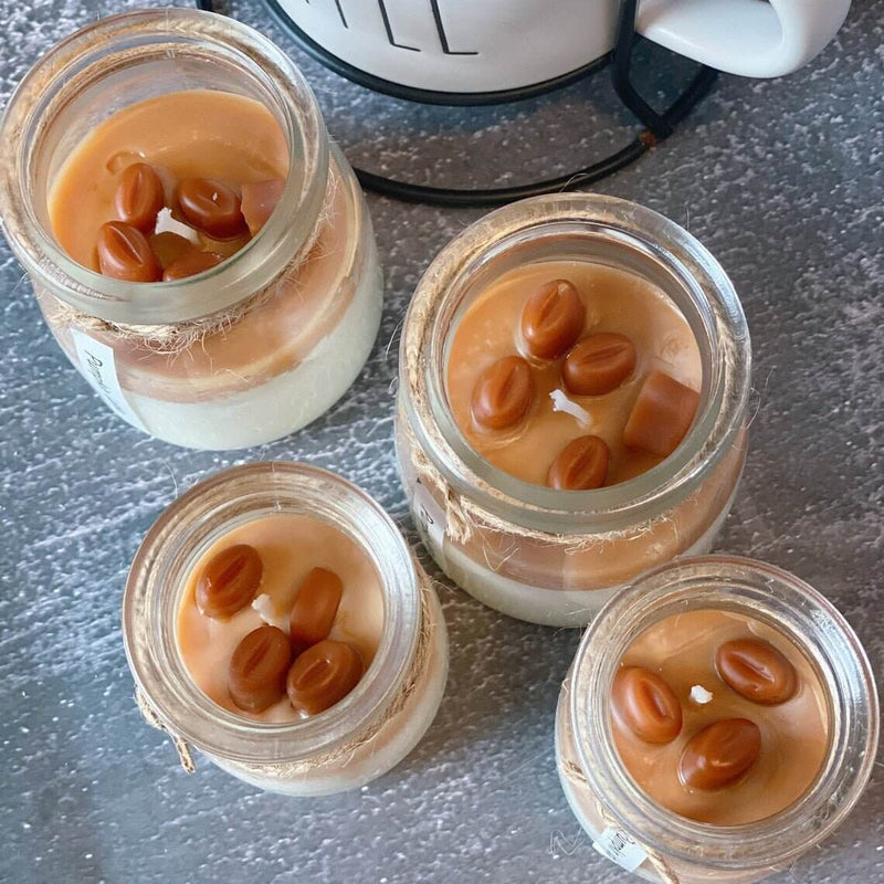 Coffee Candle in Glass Jar - handmade home fragrance gift