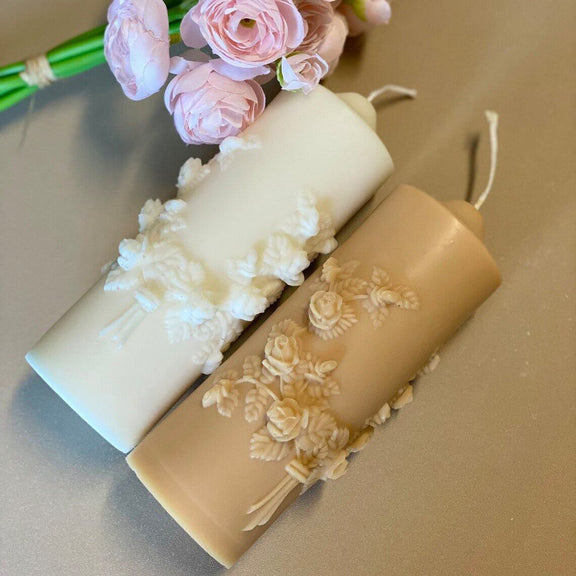 Floral Pillar Scented Candle | Handmade Home Decor - handmade home fragrance gift