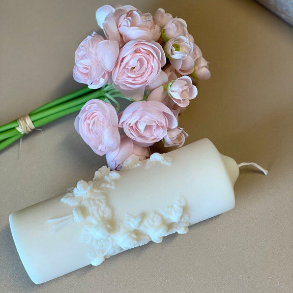 Floral Pillar Scented Candle | Handmade Home Decor - handmade home fragrance gift