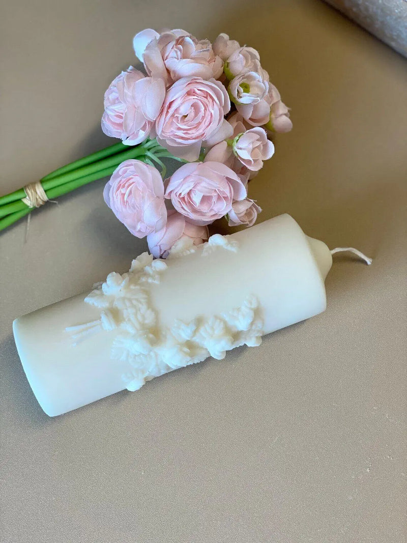 Floral Pillar Scented Candle | Handmade Home Decor