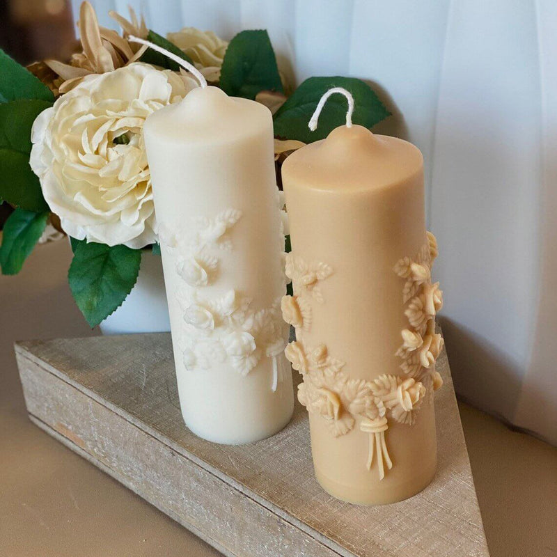 Floral Pillar Scented Candle | Handmade Home Decor - handmade home fragrance gift