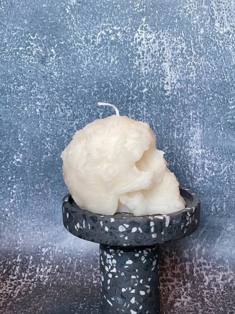 Floral Skull Candle | Gothic Soy Wax - handmade home fragrance gift