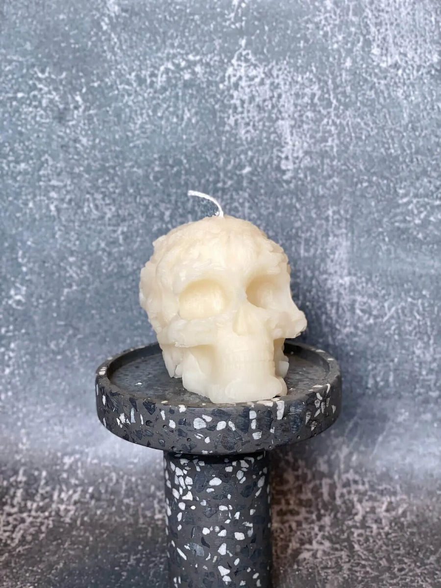 Floral Skull Candle | Gothic Soy Wax - handmade home fragrance gift