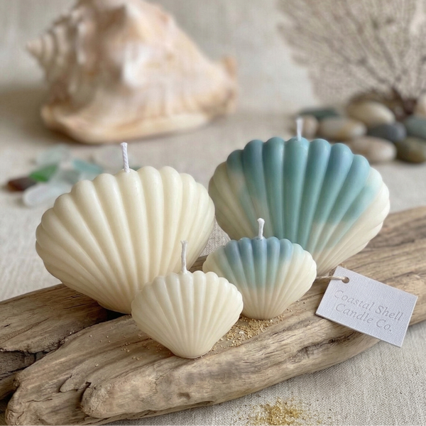 Shell Shaped Candle | Handmade Coastal Decor - handmade home fragrance gift