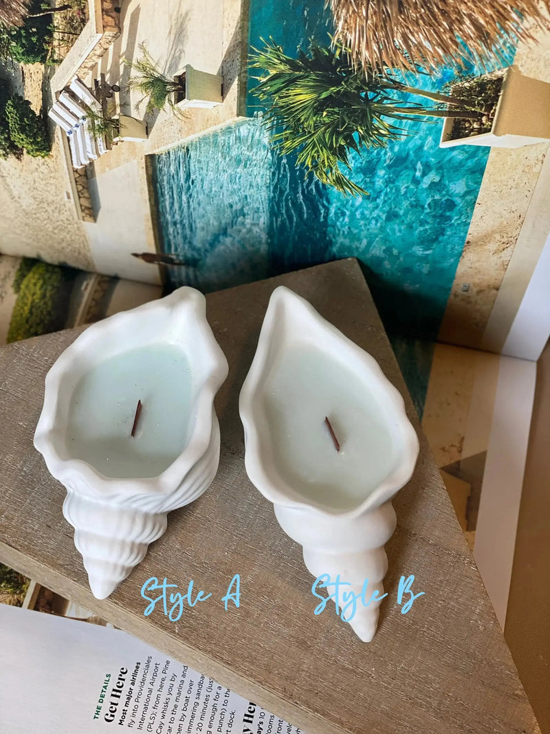 Sea Shell Candle in Jesmonite | Coastal Decor - handmade home fragrance gift