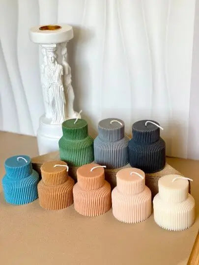 Ribbed Pedestal Handmade Candle - handmade home fragrance gift