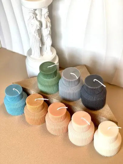 Ribbed Pedestal Handmade Candle - handmade home fragrance gift