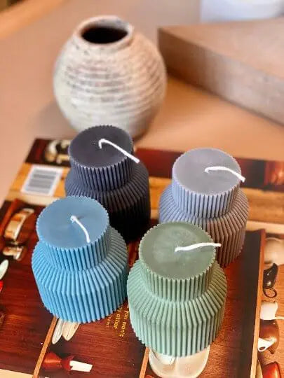 Ribbed Pedestal Handmade Candle - handmade home fragrance gift