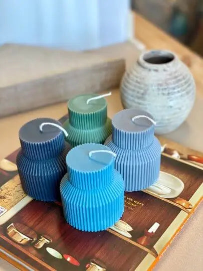 Ribbed Pedestal Handmade Candle - handmade home fragrance gift