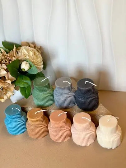 Ribbed Pedestal Handmade Candle - handmade home fragrance gift