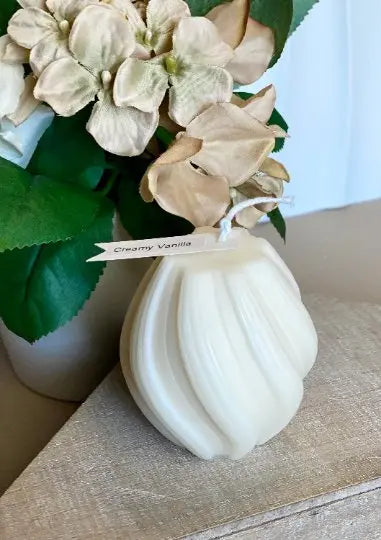 Ribbed Twirl Candle - Handcrafted Soy Wax Decorative Accent - handmade home fragrance gift