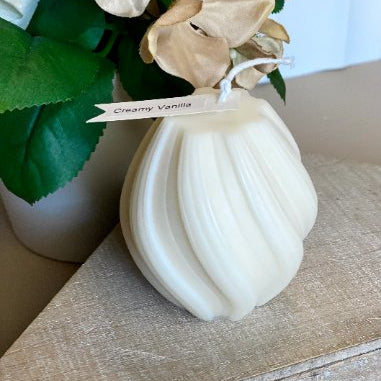 Ribbed Twirl Candle - Handcrafted Soy Wax Decorative Accent - handmade home fragrance gift