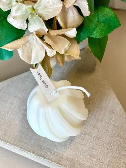 Ribbed Twirl Candle - Handcrafted Soy Wax Decorative Accent - handmade home fragrance gift