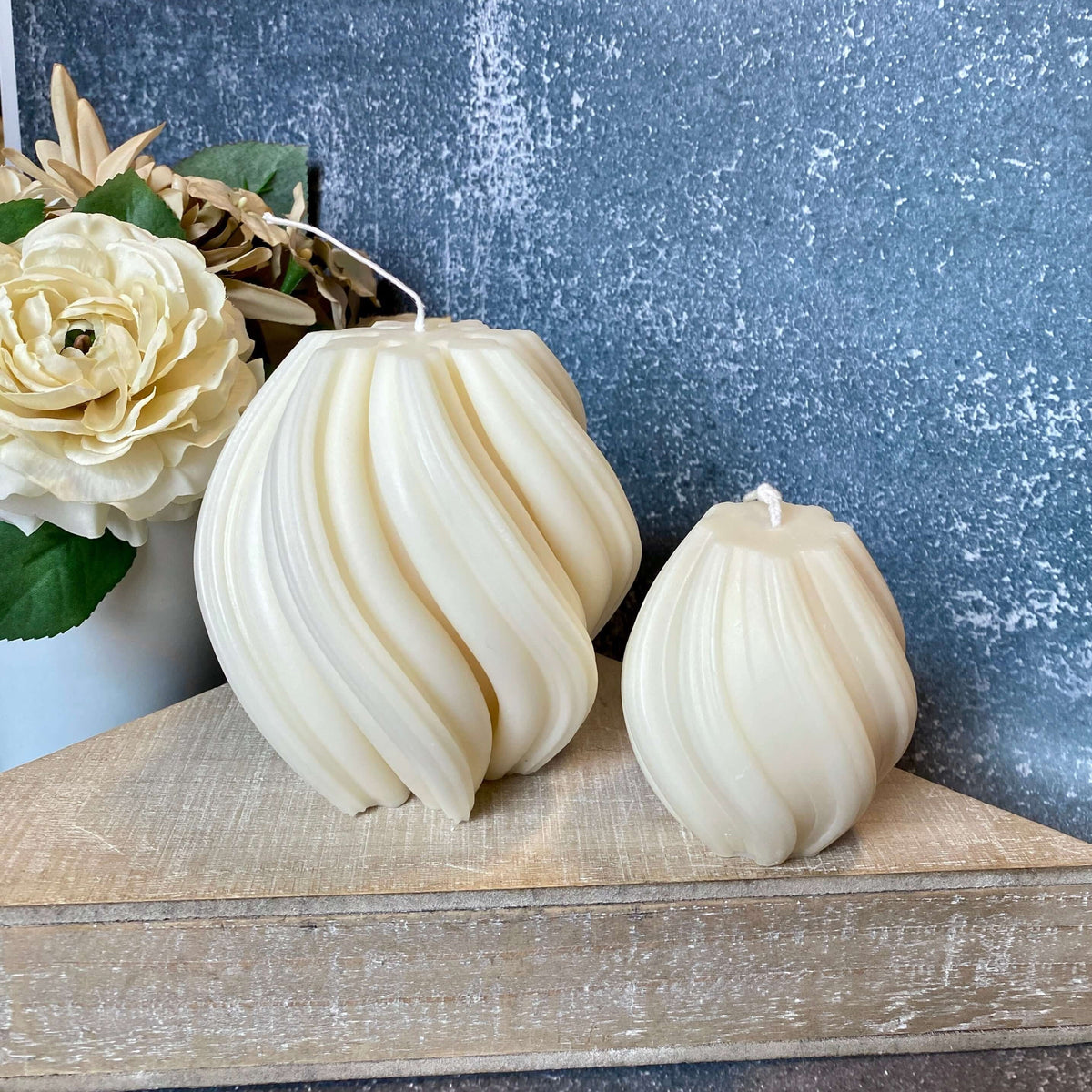 Ribbed Twirl Candle - Handcrafted Soy Wax Decorative Accent - handmade home fragrance gift