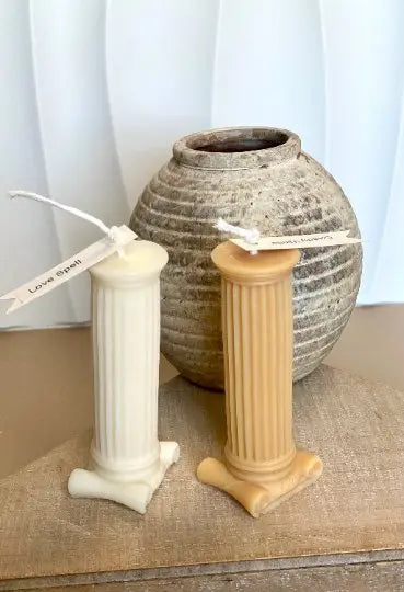 Roman Column Pillar Candle - Handcrafted Soy Wax Decor for Elegant Home Styling - handmade home fragrance gift