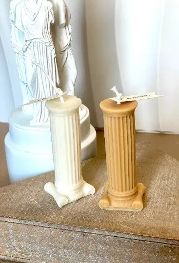 Roman Column Pillar Candle - Handcrafted Soy Wax Decor for Elegant Home Styling - handmade home fragrance gift