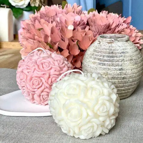 Rose Blossom Sculpture Soy Candle - handmade home fragrance gift