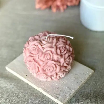 Rose Blossom Sculpture Soy Candle - handmade home fragrance gift