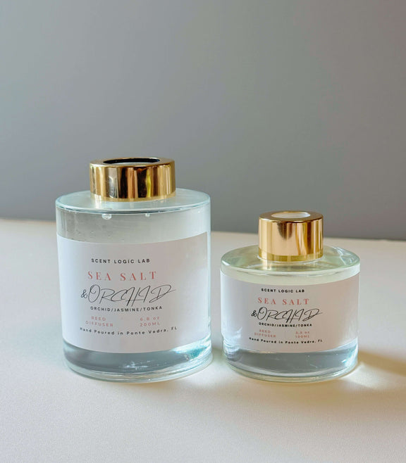 Sea Salt and Orchid Reed Diffuser – 100ml & 200ml | Hand-Poured Aroma for Home or Office - handmade home fragrance gift