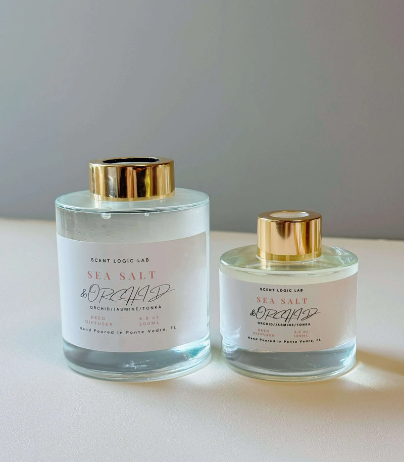 Sea Salt and Orchid Reed Diffuser – 100ml & 200ml | Hand-Poured Aroma for Home or Office - Kind Gifts Co.