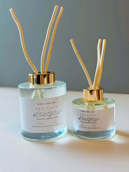 Sea Salt and Orchid Reed Diffuser – 100ml & 200ml | Hand-Poured Aroma for Home or Office - Kind Gifts Co.
