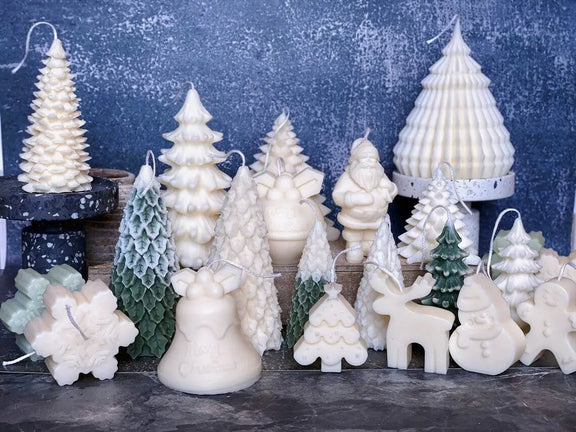 Snowflakes Handmade Candle - Festive Soy Wax Christmas Candle for Holiday Cheer - handmade home fragrance gift