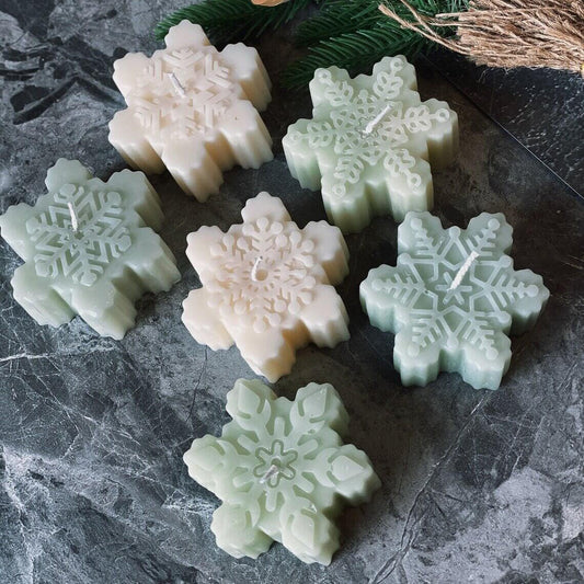 Snowflakes Handmade Candle - Festive Soy Wax Christmas Candle for Holiday Cheer - handmade home fragrance gift